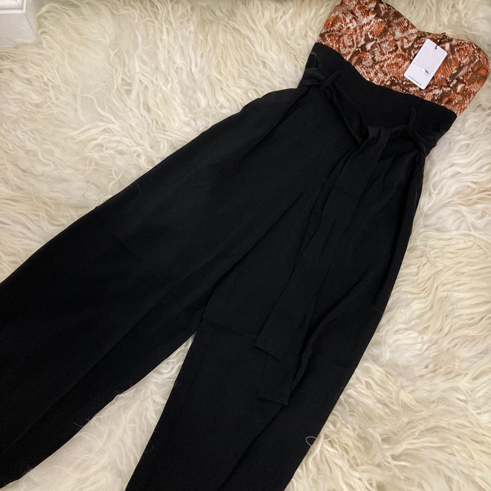 J.O.A. Strapless Jumpsuit In Rust Snake - Picture 6 of 11